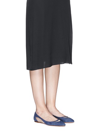 模特儿示范图 - 点击放大 - FABIO RUSCONI - 麂皮网状拼接尖头平底鞋