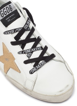 细节 - 点击放大 - GOLDEN GOOSE - SUPERSTAR拼接设计五角星做旧感真皮运动鞋