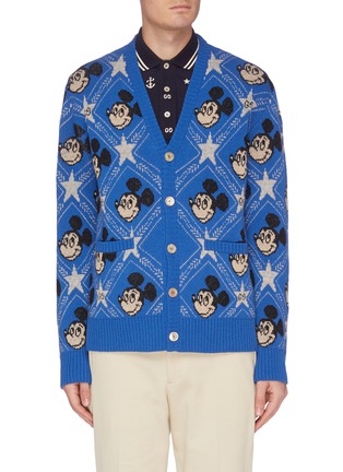 首图 - 点击放大 - GUCCI - X Disney双G米老鼠星星菱格图案羊毛混羊驼毛针织开衫