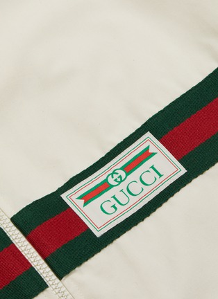  - GUCCI - 品牌标志拼色条纹褶裥纯棉连帽派克大衣