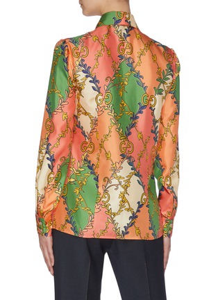 背面 - 点击放大 - GUCCI - Tienk双G logo复古印花领结真丝衬衫