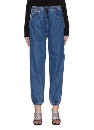 首图 - 点击放大 - ALEXANDERWANG - Deep Blue品牌名称侧条纹混棉及莫代尔牛仔裤