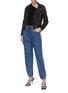 模特儿示范图 - 点击放大 - ALEXANDERWANG - Deep Blue品牌名称侧条纹混棉及莫代尔牛仔裤