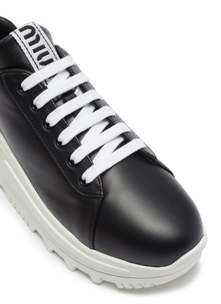 细节 - 点击放大 - MIU MIU - Platform leather sneakers