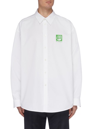 首图 - 点击放大 - BALENCIAGA - BB logo oversize纯棉衬衫