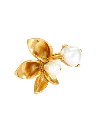 首图 - 点击放大 - OSCAR DE LA RENTA - 人造珍珠花卉造型金属戒指