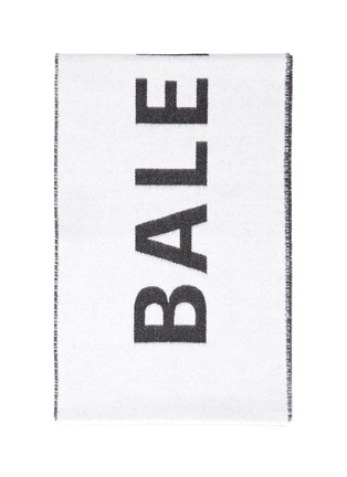 细节 - 点击放大 - BALENCIAGA - 拼色品牌名称及围边提花羊毛围巾