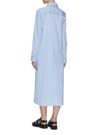 背面 - 点击放大 - JIL SANDER - 系带拼色条纹纯棉衬衫式连衣裙