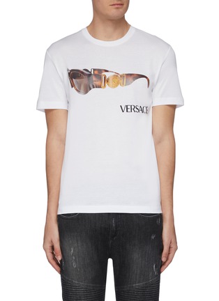 首图 - 点击放大 - VERSACE - 品牌名称立体太阳眼镜图案纯棉T恤