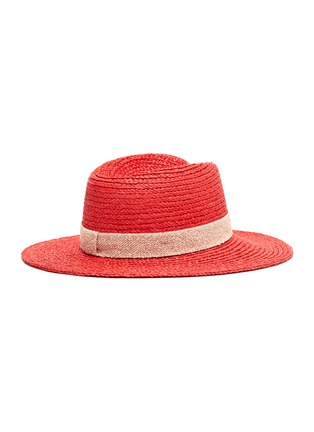 模特儿示范图 - 点击放大 - MAISON MICHEL - VIRGINIE拼色帽带编织草帽