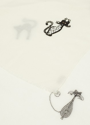 细节 - 点击放大 - JANAVI - 人造珍珠仿水晶珠饰猫咪图案超细美丽诺羊毛围巾