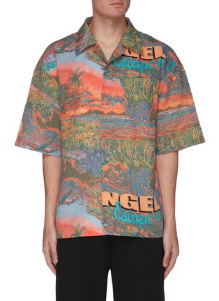 首图 - 点击放大 - ANGEL CHEN - 夏威夷抽象图案英文字短袖衬衫