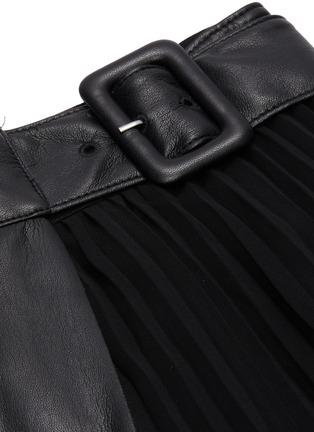 细节 - 点击放大 - SELF-PORTRAIT - 仿包裹式蕾丝拼接人造皮革半裙