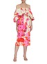 模特儿示范图 - 点击放大 - DRIES VAN NOTEN - 一字肩系带切割花卉图案混棉连衣裙