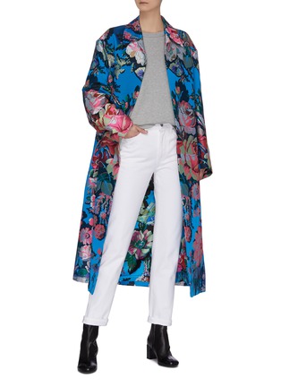模特儿示范图 - 点击放大 - DRIES VAN NOTEN - 花卉图案混丝及棉大衣