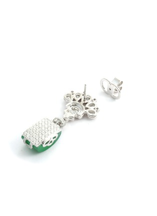 细节 - 点击放大 - SAMUEL KUNG - Diamond jade 18k white gold earrings