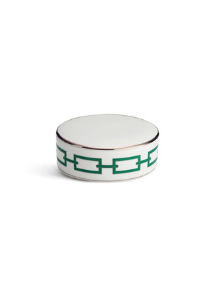 首图 –点击放大 - GINORI 1735 - CATENA SMERALDO金围边链条图案陶瓷圆盒－绿色（11cm）