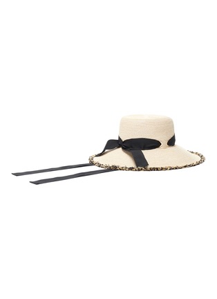 模特儿示范图 - 点击放大 - ERIC JAVITS - ARUBA拼色帽带须边编织宽檐帽
