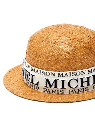 细节 - 点击放大 - MAISON MICHEL - RIE拼色Logo帽带编织短檐帽