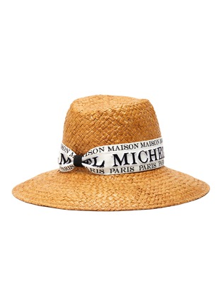 首图 - 点击放大 - MAISON MICHEL - KATE拼色LOGO帽带编织宽檐帽