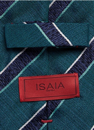 细节 - 点击放大 - ISAIA - 拼色斜条纹真丝领带