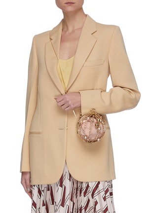 正面 -点击放大 - ROSANTICA - 'Mini Sasha' faux pearl crystal embellished top handle bag