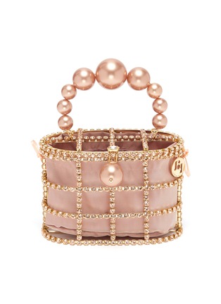 首图 - 点击放大 - ROSANTICA - 'Holly' faux pearl crystal embellished top handle bag