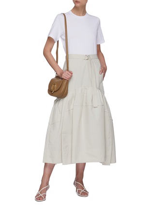 模特示范图 - 点击放大 - 3.1 PHILLIP LIM - 仿两件式腰带褶裥纯棉连衣裙