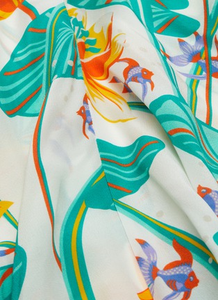 细节 - 点击放大 - LOEWE - PAULA'S IBIZA系带拼色荷花图案真丝吊带连衣裙