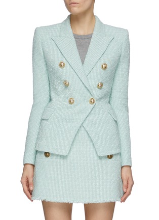 首图 - 点击放大 首图 - 点击放大 - BALMAIN - 枪驳领双排扣混棉粗花呢西服外套