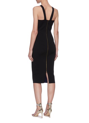 背面 - 点击放大 - ROLAND MOURET - KLINT拼色褶裥开衩无袖连衣裙