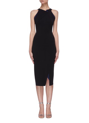首图 - 点击放大 - ROLAND MOURET - KLINT拼色褶裥开衩无袖连衣裙