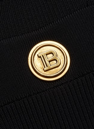 细节 - 点击放大 - BALMAIN - B logo金属钮扣拼贴口袋高腰针织半裙