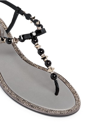 细节 - 点击放大 - RENÉ CAOVILLA - 人造珍珠水晶蝴蝶结平底凉鞋
