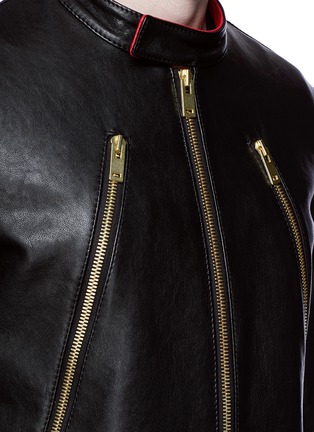 细节 - 点击放大 - MAISON MARGIELA - Zip front leather biker jacket