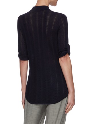 背面 - 点击放大 - GABRIELA HEARST - ROSALEEN镂空条纹羊绒混丝针织短袖衬衫
