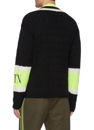 背面 - 点击放大 - VALENTINO GARAVANI - VLTN拼色条纹羊毛针织开衫