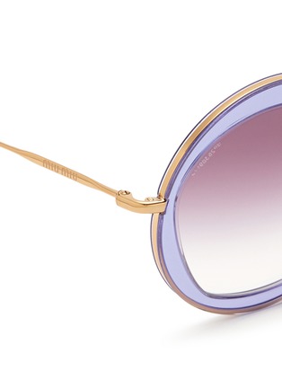 细节 - 点击放大 - MIU MIU - Acetate inlay wire round frame sunglasses