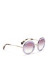 模特示范图 - 点击放大 - MIU MIU - Acetate inlay wire round frame sunglasses