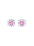 细节 - 点击放大 - SARAH ZHUANG - 可拆式流苏几何造型钻石及粉色蓝宝石18K白金吊坠耳环
