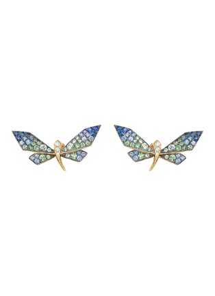 首图 - 点击放大 - SARAH ZHUANG - 钻石蓝宝石绿色石榴石18K金蜻蜓造型耳钉