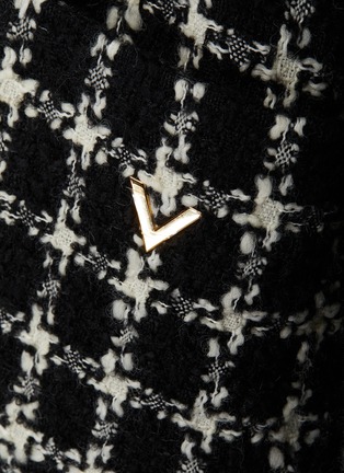 细节 - 点击放大 - VALENTINO GARAVANI - 拼色格纹混羊毛粗花呢大衣