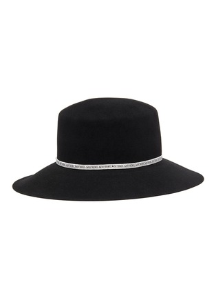 模特儿示范图 - 点击放大 - MAISON MICHEL - NEW KENDALL拼色LOGO帽带兔毛毡宽檐帽