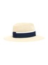 模特儿示范图 - 点击放大 - MAISON MICHEL - HENRIETT拼色条纹帽带编织草帽