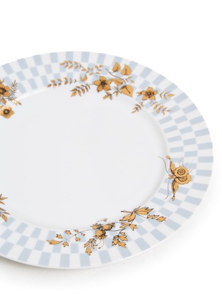 细节 –点击放大 - FORNASETTI - COROMANDEL拼色格纹花卉图案陶瓷甜品盘