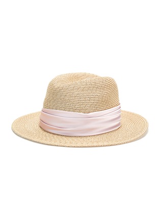 模特儿示范图 - 点击放大 - EUGENIA KIM - COURTNEY拼色褶裥帽带编织宽檐帽