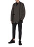 模特儿示范图 - 点击放大 - THE VIRIDI-ANNE - KIMONO拼色条纹搭扣混棉和服式夹克