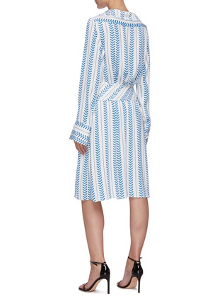 背面 - 点击放大 - HELLESSY - TROMPE L'OEILV领系带拼色几何图案衬衫式连衣裙