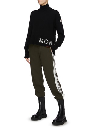 模特儿示范图 - 点击放大 - MONCLER - 抽绳拼色侧条纹休闲裤