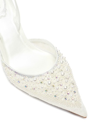 细节 - 点击放大 - RENÉ CAOVILLA - 人造珍珠仿水晶点缀尖头蕾丝露跟鞋